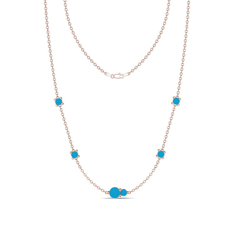 Linea 0.44 ctw Turquoise (4 mm) and Tanzanite Women Station Necklace 