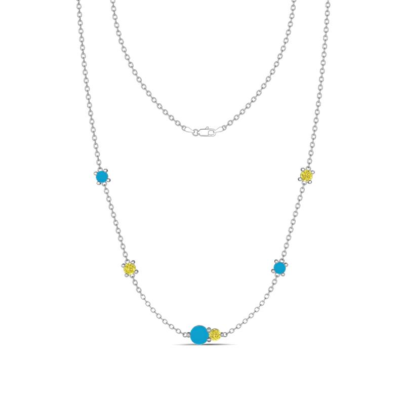 Linea 0.44 ctw Turquoise (4 mm) and Yellow Diamond Women Station Necklace 