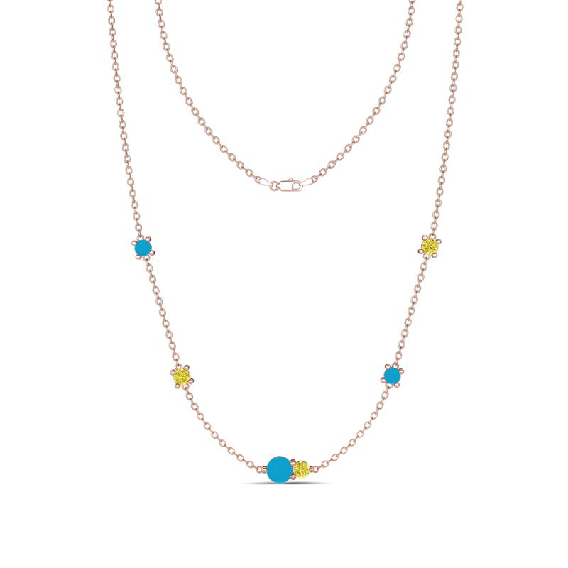 Linea 0.44 ctw Turquoise (4 mm) and Yellow Diamond Women Station Necklace 