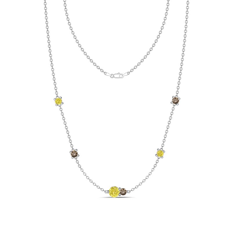 Linea 0.55 ctw Yellow Diamond (4 mm) and Ruby Women Station Necklace 