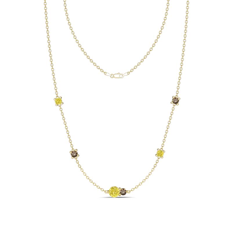 Linea 0.55 ctw Yellow Diamond (4 mm) and Ruby Women Station Necklace 