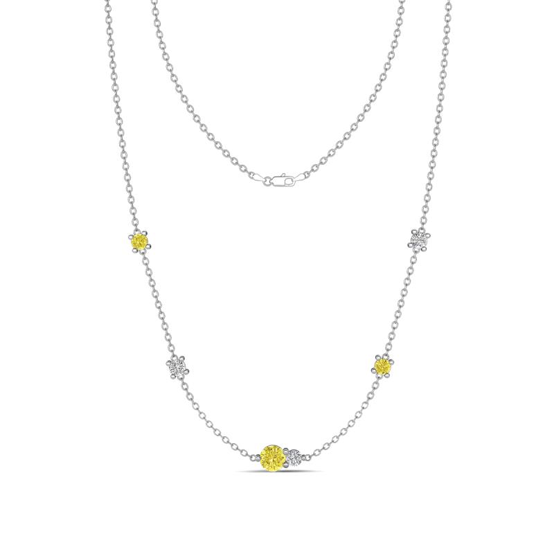 Linea 0.55 ctw Yellow Diamond (4 mm) and Natural Diamond Women Station Necklace 