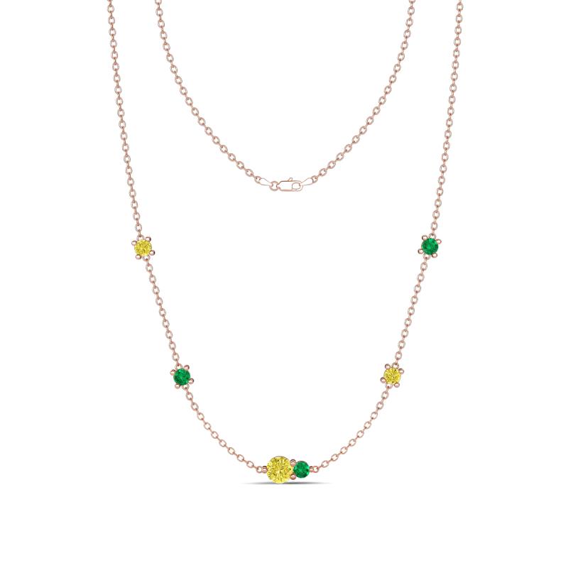 Linea 0.49 ctw Yellow Diamond (4 mm) and Emerald Women Station Necklace 