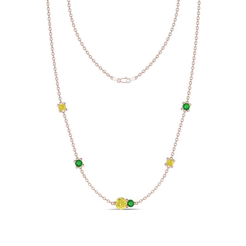 Linea 0.57 ctw Yellow Diamond (4 mm) and Green Garnet Women Station Necklace 