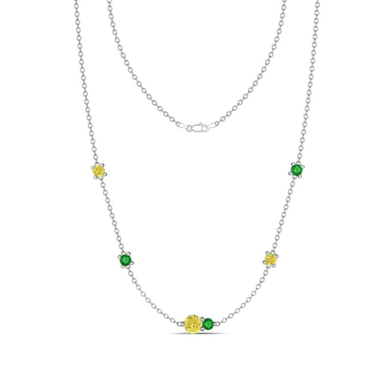 Linea 0.57 ctw Yellow Diamond (4 mm) and Green Garnet Women Station Necklace 