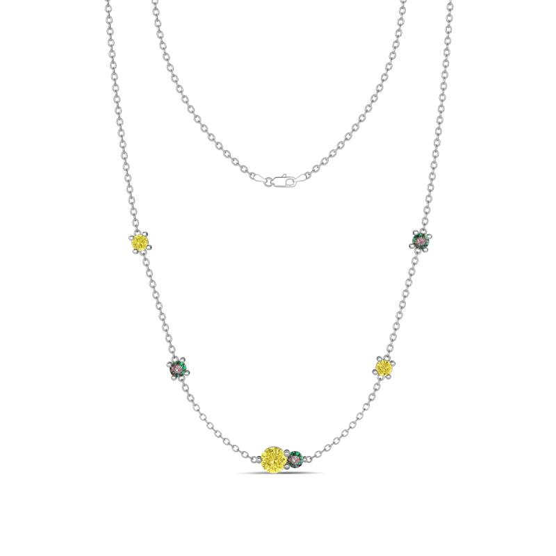 Linea 0.57 ctw Yellow Diamond (4 mm) and Created Alexandrite Women Station Necklace 