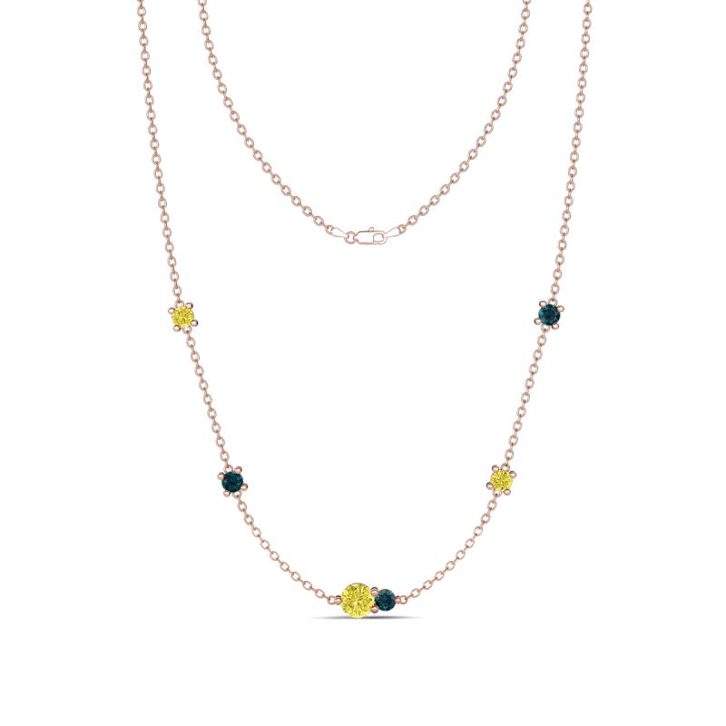 Linea 0.55 ctw Yellow Diamond (4 mm) and London Blue Topaz Women Station Necklace 