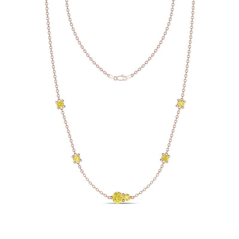 Linea 0.58 ctw Yellow Diamond (4 mm) and Yellow Sapphire Women Station Necklace 
