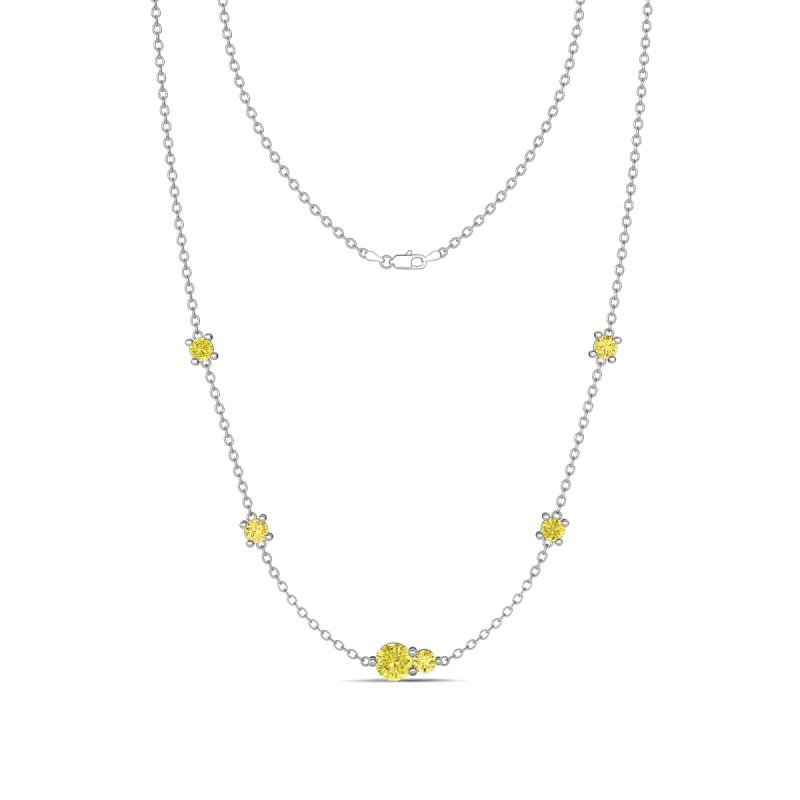 Linea 0.58 ctw Yellow Diamond (4 mm) and Yellow Sapphire Women Station Necklace 