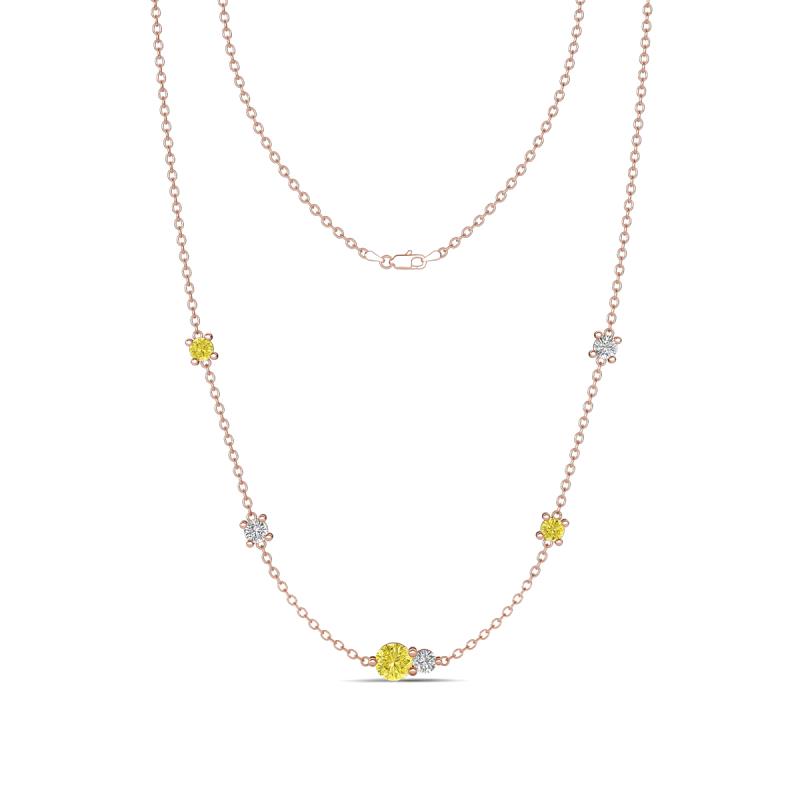Linea 0.55 ctw Yellow Diamond (4 mm) and Lab Grown Diamond Women Station Necklace 