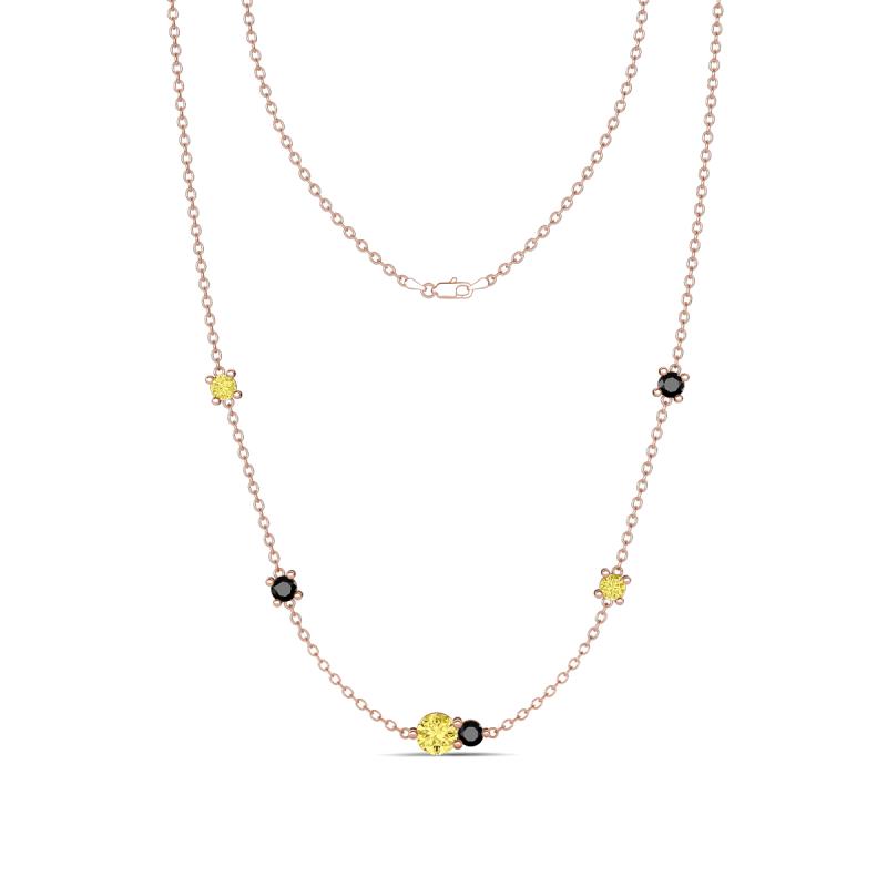 Linea 0.59 ctw Yellow Sapphire (4 mm) and Black Diamond Women Station Necklace 