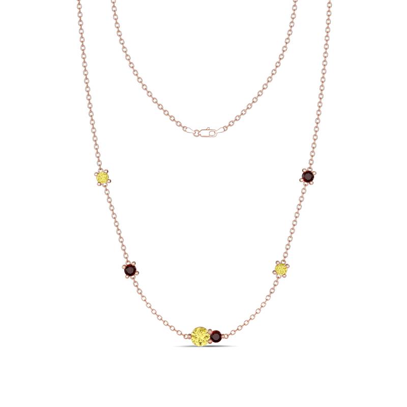 Linea 0.61 ctw Yellow Sapphire (4 mm) and Red Garnet Women Station Necklace 