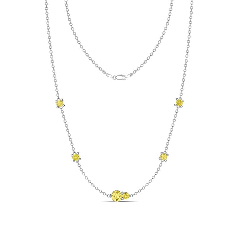 Linea 0.58 ctw Yellow Sapphire (4 mm) and Yellow Diamond Women Station Necklace 