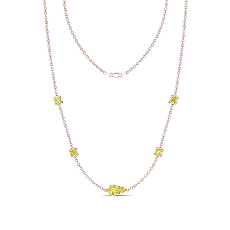 Linea 0.58 ctw Yellow Sapphire (4 mm) and Yellow Diamond Women Station Necklace 