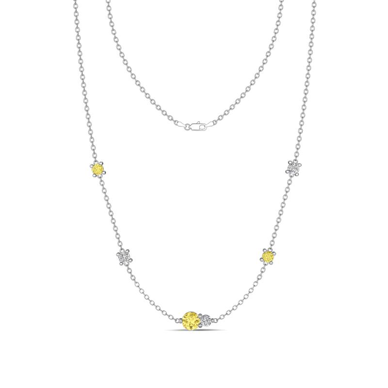 Linea 0.58 ctw Yellow Sapphire (4 mm) and Lab Grown Diamond Women Station Necklace 