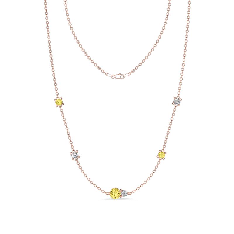 Linea 0.58 ctw Yellow Sapphire (4 mm) and Lab Grown Diamond Women Station Necklace 