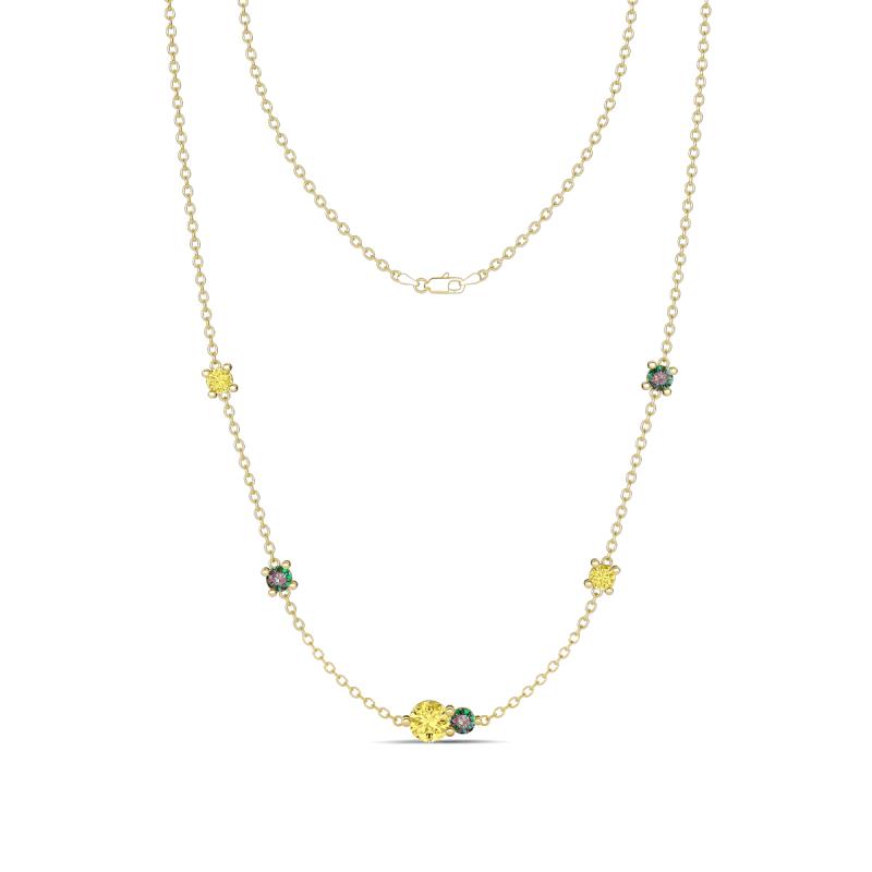 Linea 0.61 ctw Yellow Sapphire (4 mm) and Created Alexandrite Women Station Necklace 