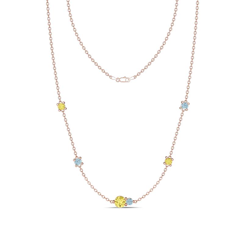 Linea 0.52 ctw Yellow Sapphire (4 mm) and Aquamarine Women Station Necklace 