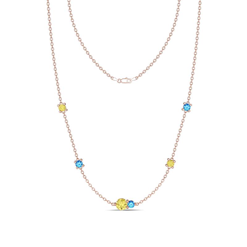 Linea 0.55 ctw Yellow Sapphire (4 mm) and Blue Topaz Women Station Necklace 