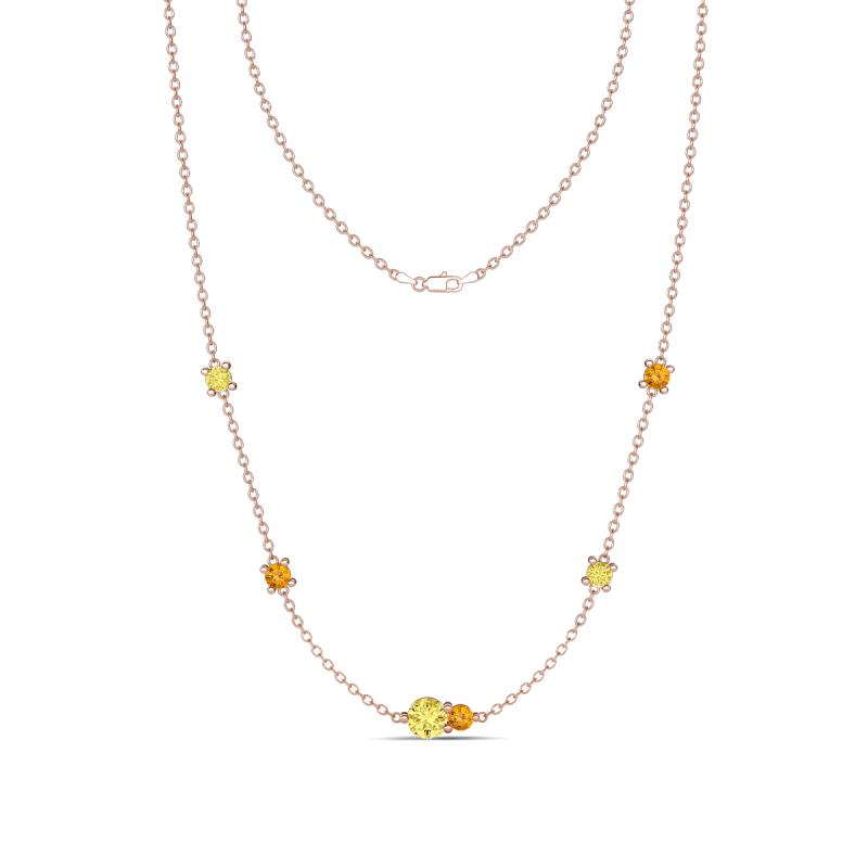 Linea 0.52 ctw Yellow Sapphire (4 mm) and Citrine Women Station Necklace 
