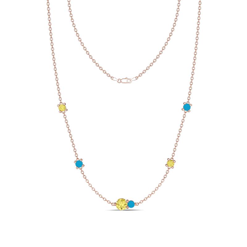 Linea 0.59 ctw Yellow Sapphire (4 mm) and Tanzanite Women Station Necklace 