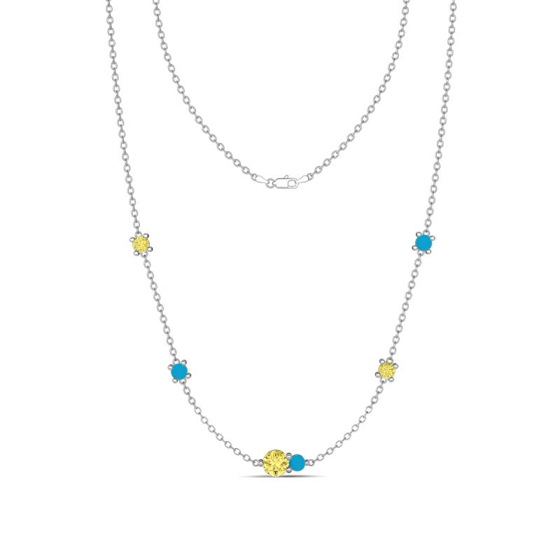 Linea 0.59 ctw Yellow Sapphire (4 mm) and Tanzanite Women Station Necklace 