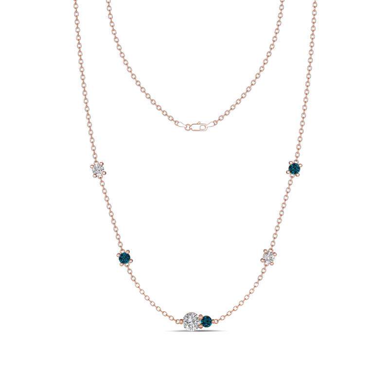 Linea 0.50 ctw Moissanite (4 mm) and Blue Diamond Women Station Necklace 