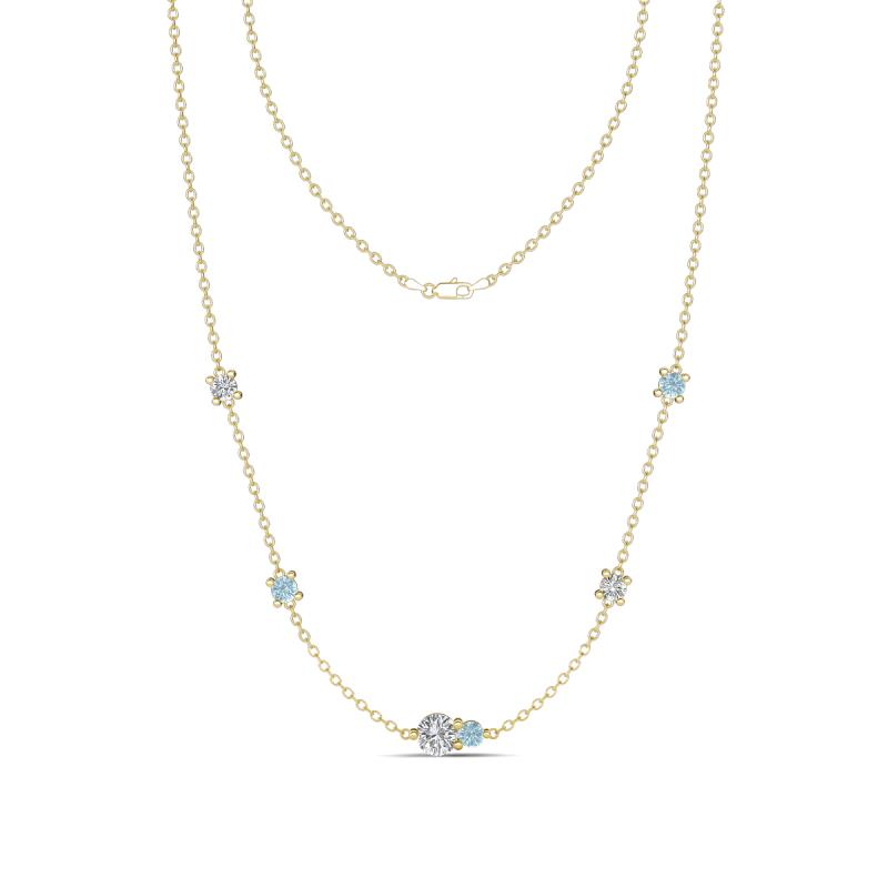 Linea 0.49 ctw Lab Grown Diamond (4 mm) and Aquamarine Women Station Necklace 