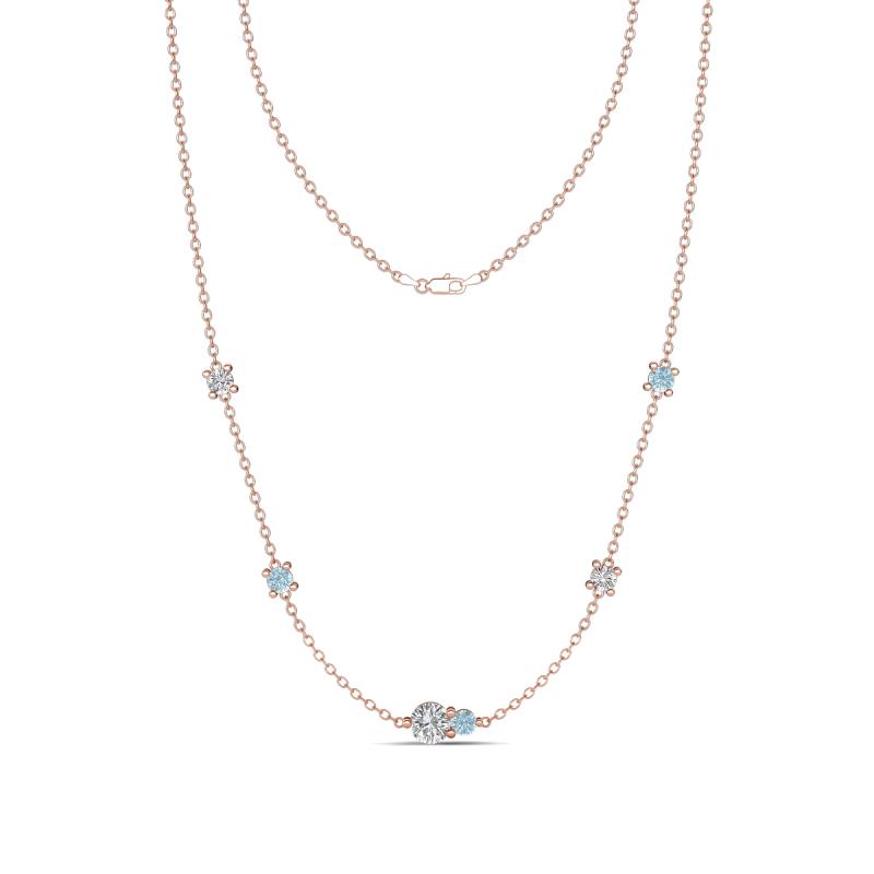 Linea 0.49 ctw Lab Grown Diamond (4 mm) and Aquamarine Women Station Necklace 