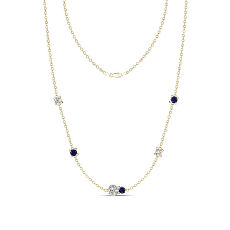 Linea 0.57 ctw Lab Grown Diamond (4 mm) and Blue Sapphire Women Station Necklace 