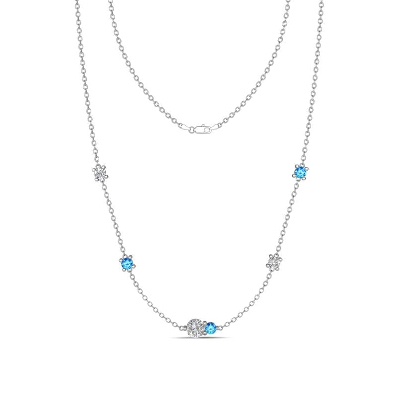 Linea 0.52 ctw Lab Grown Diamond (4 mm) and Blue Topaz Women Station Necklace 