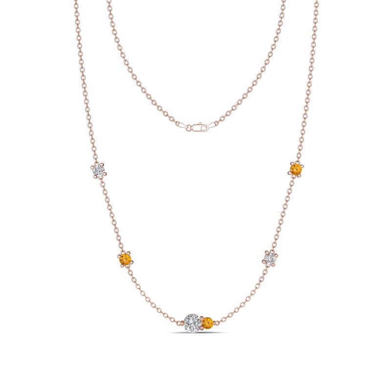 Linea 0.49 ctw Lab Grown Diamond (4 mm) and Citrine Women Station Necklace 