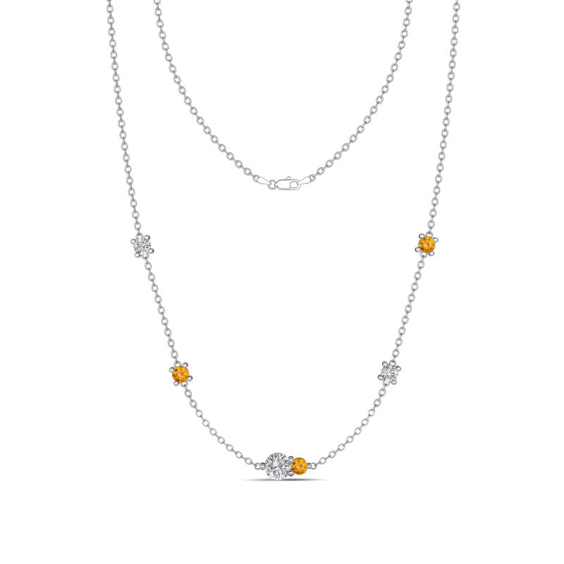 Linea 0.49 ctw Lab Grown Diamond (4 mm) and Citrine Women Station Necklace 