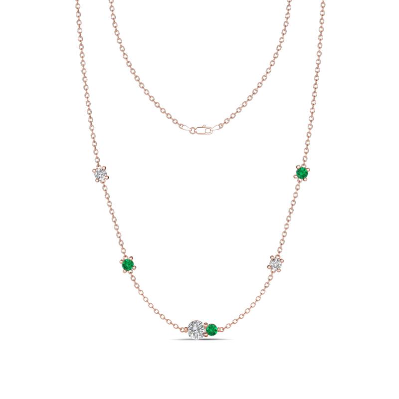 Linea 0.49 ctw Lab Grown Diamond (4 mm) and Emerald Women Station Necklace 