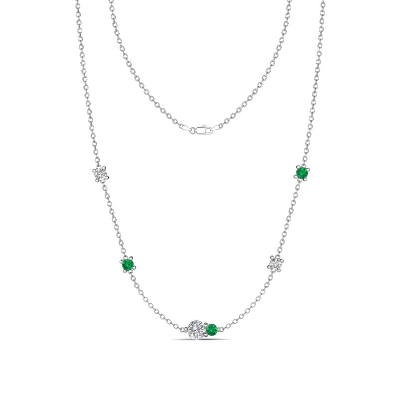 Linea 0.49 ctw Lab Grown Diamond (4 mm) and Emerald Women Station Necklace 