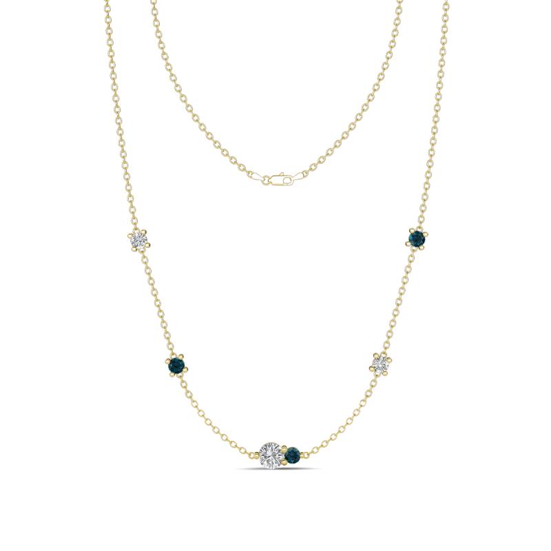 Linea 0.55 ctw Lab Grown Diamond (4 mm) and London Blue Topaz Women Station Necklace 