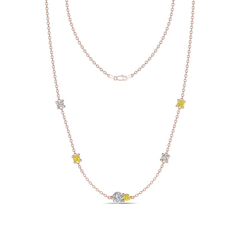 Linea 0.55 ctw Lab Grown Diamond (4 mm) and Yellow Diamond Women Station Necklace 