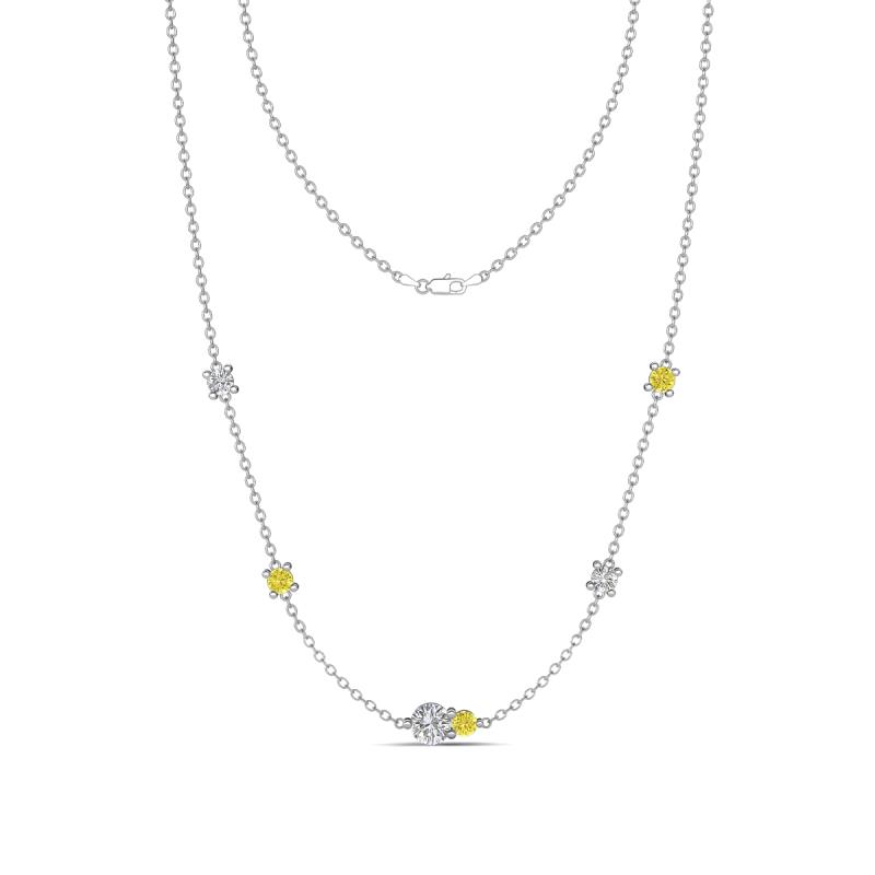 Linea 0.55 ctw Lab Grown Diamond (4 mm) and Yellow Diamond Women Station Necklace 