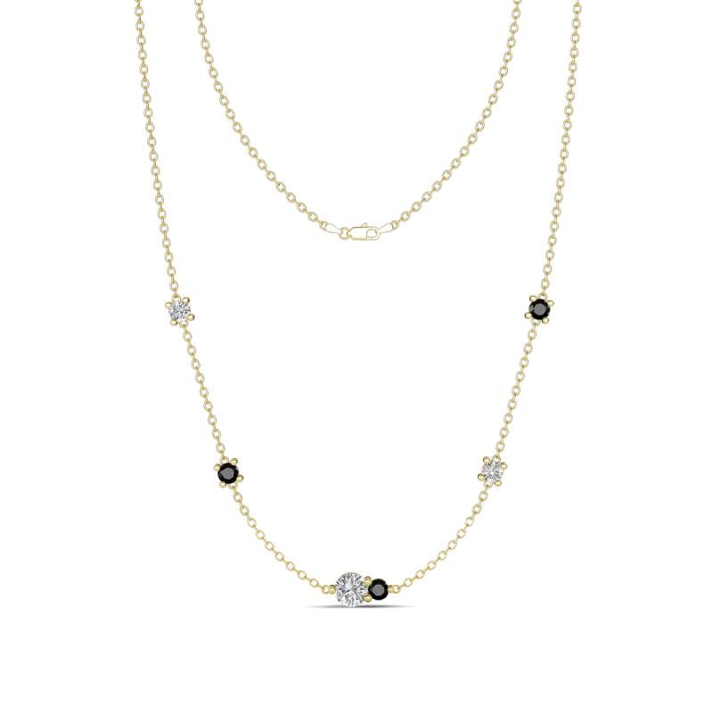 Linea 0.55 ctw Natural Diamond (4 mm) and Black Diamond Women Station Necklace 