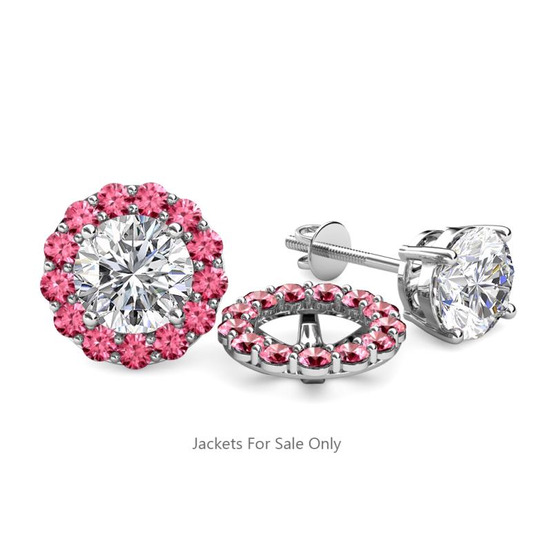 Serena 0.57 ctw (2.00 mm) Round Pink Tourmaline Jackets Earrings 