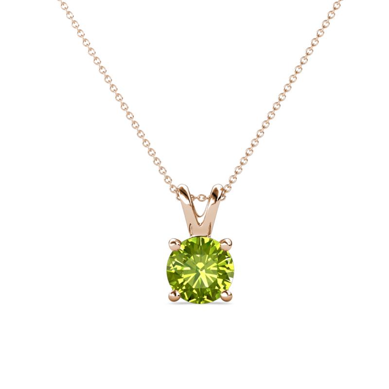 Jassiel 5.80 mm Round Peridot Double Bail Solitaire Pendant Necklace 