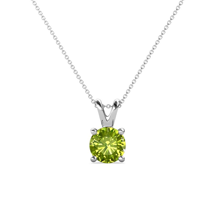 Jassiel 5.80 mm Round Peridot Double Bail Solitaire Pendant Necklace 
