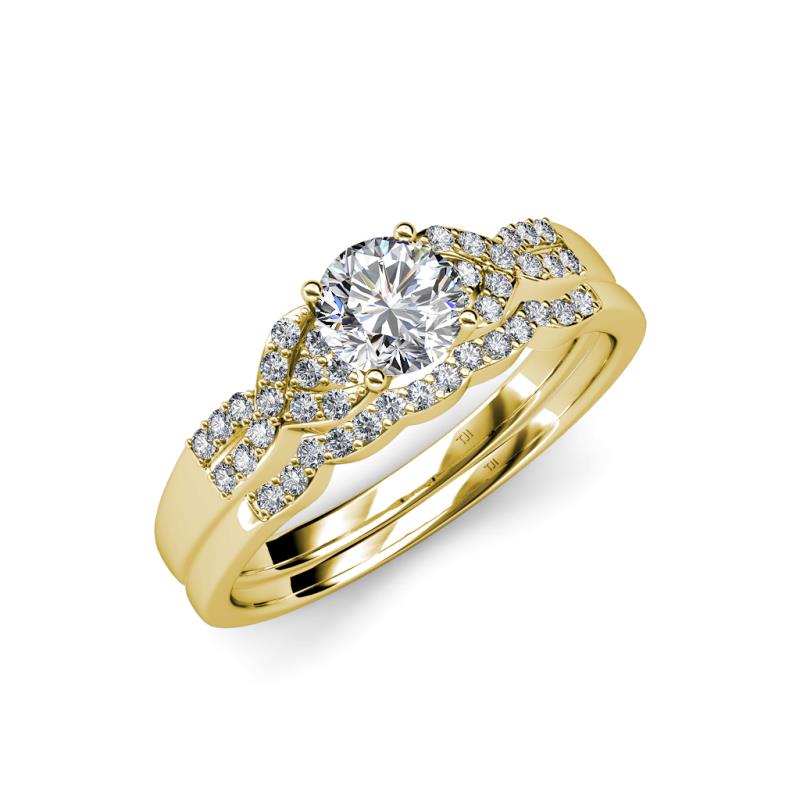 Serene 1.40 ctw IGI Certified Lab Grown Diamond (6.50 mm) Accented Natural Diamonds Bridal Set Ring  