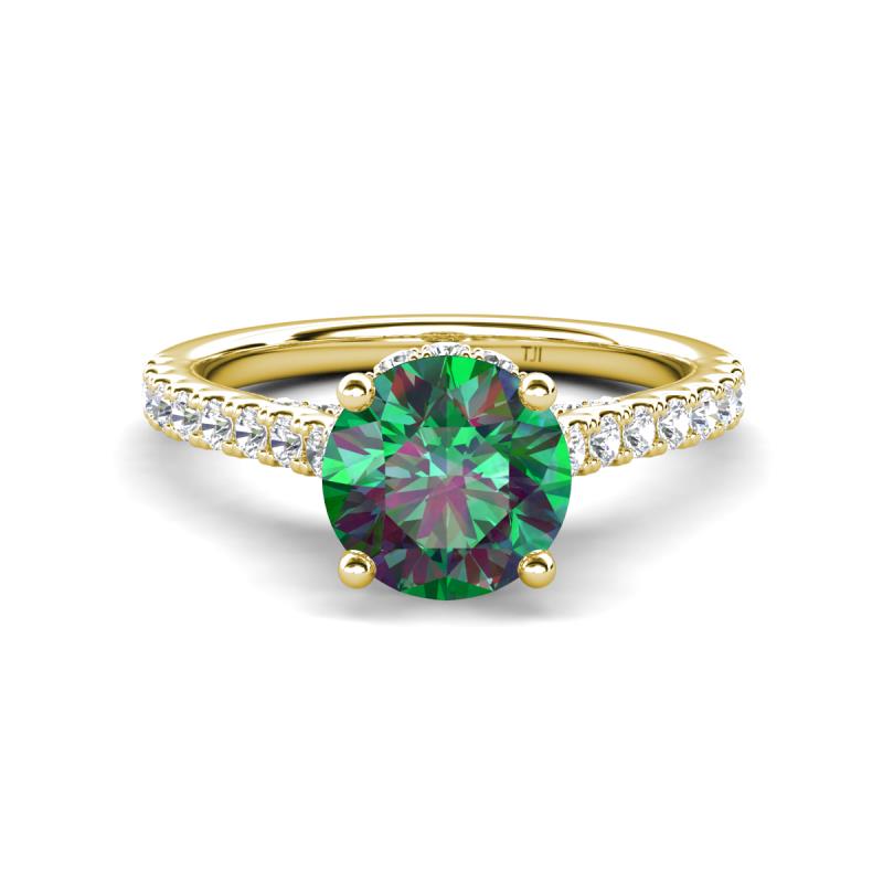 Kalina 1.95 ctw Created Alexandrite (7.00 mm) Accented Lab Grown Diamonds Halo Engagement Ring 