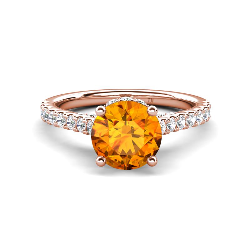 Kalina 1.75 ctw Citrine (7.00 mm) Accented Lab Grown Diamonds Halo Engagement Ring 