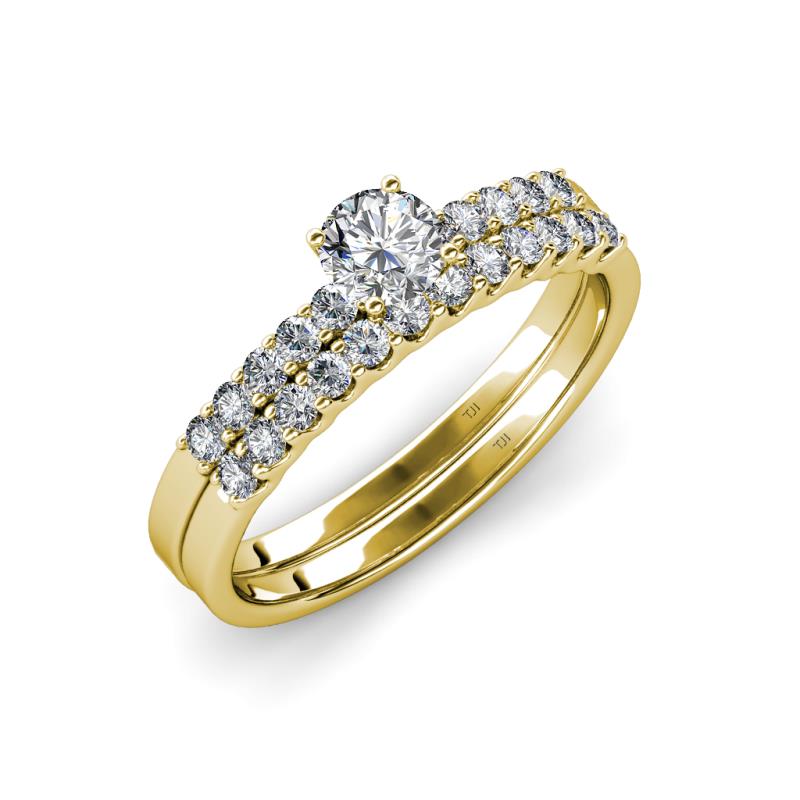 Sezen 1.44 ctw Classic IGI Certified Lab Grown Diamond (6.50 mm) Accented Natural Diamonds Bridal Set Ring  