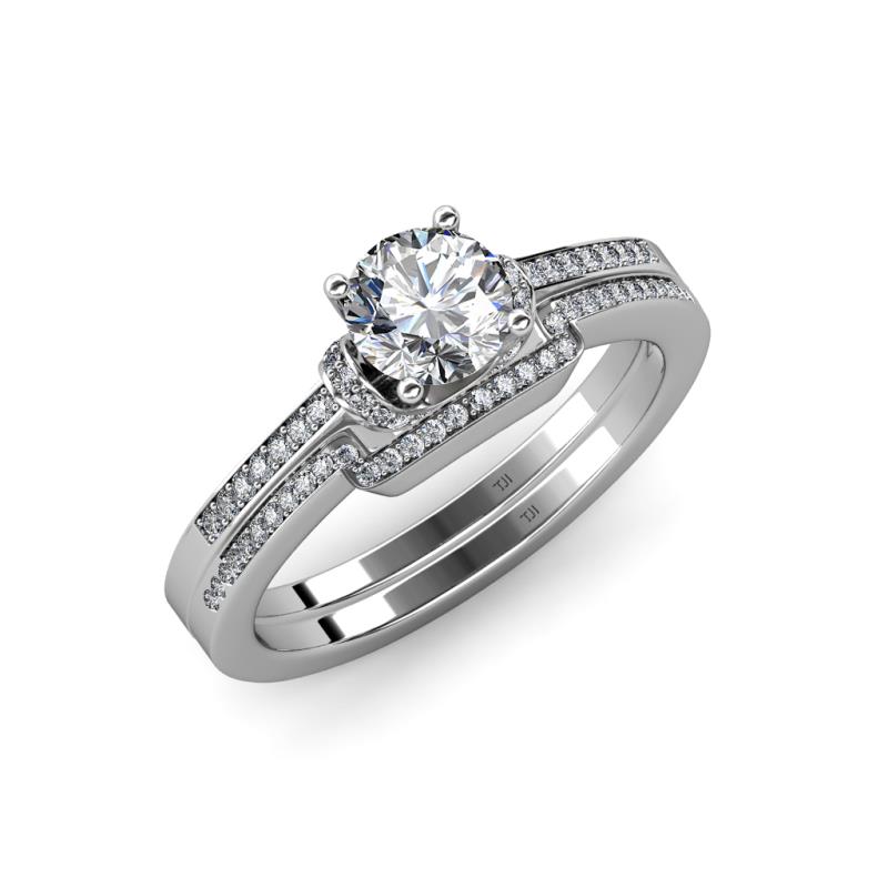 Nessa 1.29 ctw Classic IGI Certified Lab Grown Diamond (6.50 mm) Accented Natural Diamonds Bridal Set Ring  