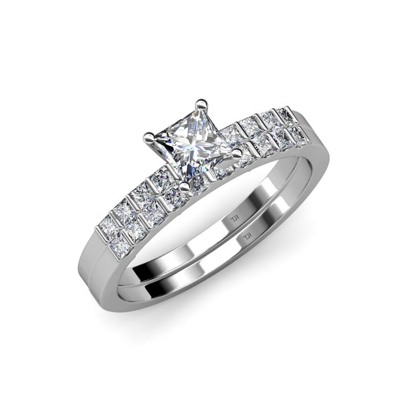 Fenice 1.54 ctw Lab Grown Diamond (5.50 mm) Accented Natural Diamonds Bridal Set Ring  