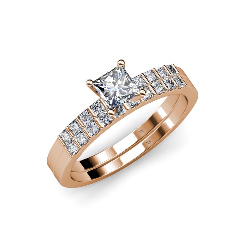 Fenice 1.54 ctw Lab Grown Diamond (5.50 mm) Accented Natural Diamonds Bridal Set Ring  