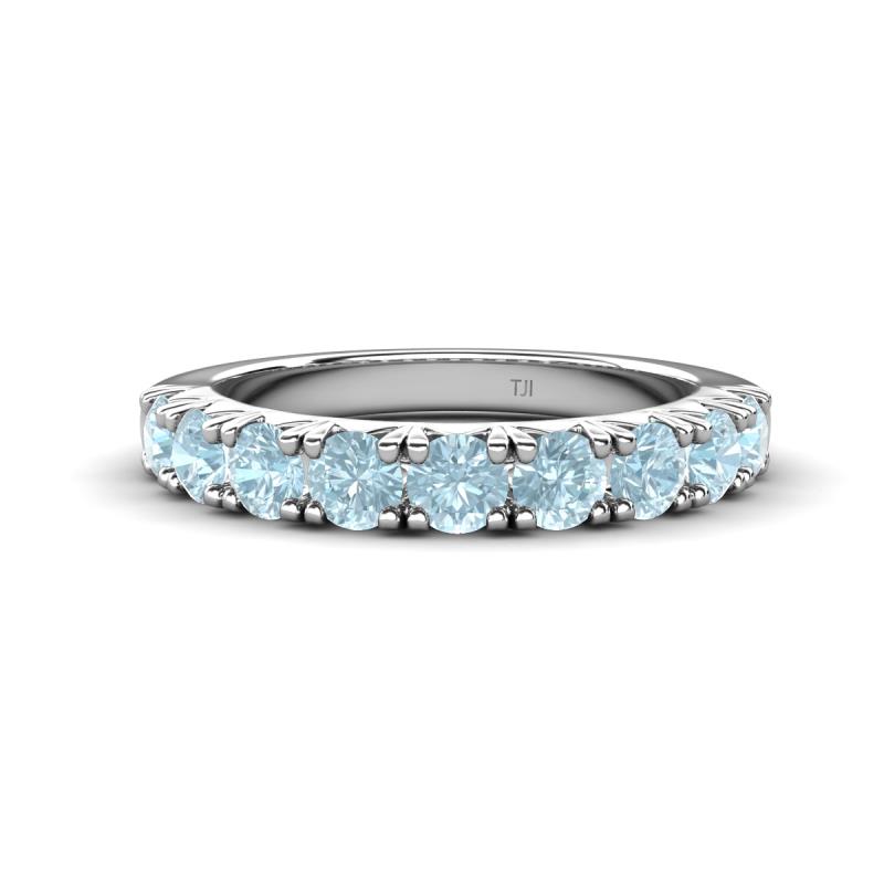 Malaine 0.72 ctw Aquamarine (3.00 mm) 9 Stone Wedding Band 